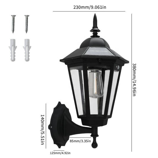 Solar wall lamp, outdoor waterproof retro courtyard light, outdoor courtyard ambient light, decorative light, automatic sensor.