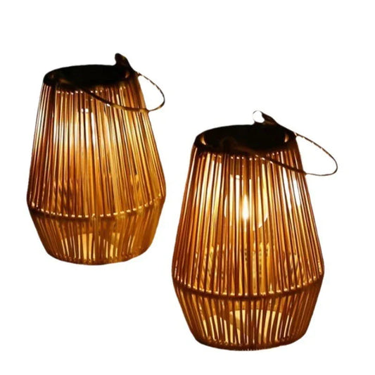 Rattan lantern solar light outdoor waterproof tungsten filament light courtyard villa decorative landscape light