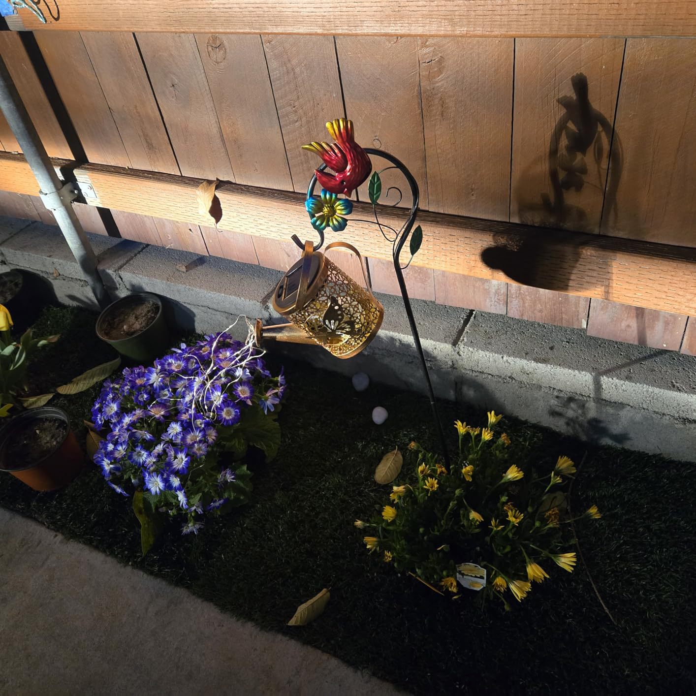 Solar Cracked Ball Angel Garden Watering Can Light Fairy Sprayer Light Iron Hollow Light Lawn Light