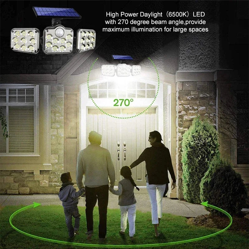 Solar-powered, induction-operated, split-type outdoor four-sided courtyard light, waterproof integrated street light/wall light.