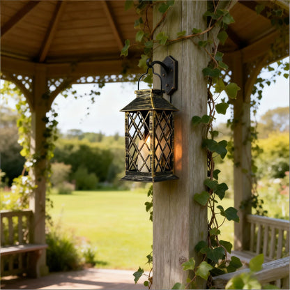 Plastic Solar Craft Light, Hollow Palace Lantern, Outdoor Garden Christmas Decoration, Solar Flame Candle Hanging Light