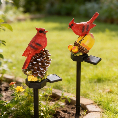 Solar-powered resin garden Christmas bird cartoon courtyard decoration outdoor gardening ground insert balcony landscape light