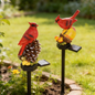 Solar-powered resin garden Christmas bird cartoon courtyard decoration outdoor gardening ground insert balcony landscape light