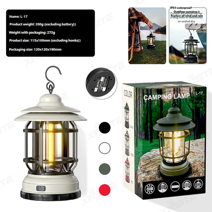 Camping ambient light camping lamp tent retro lantern outdoor rechargeable portable lamp