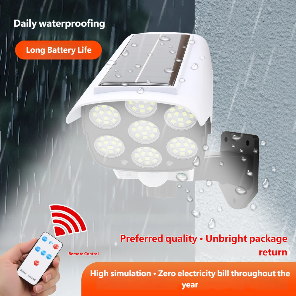 Solar-powered surveillance lights, simulated cameras, outdoor courtyard decorative lights, intelligent human body induction lighting, street lights, and charging lights.