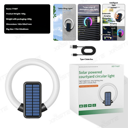 Outdoor Garden Ring Waterproof Tri-Light Source Courtyard Light, Rechargeable, Wiring-Free, Smart Light Control