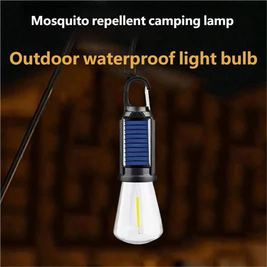 Solar-powered rechargeable camping light, ambient light, multi-functional portable tungsten filament light, outdoor retro camping bulb light