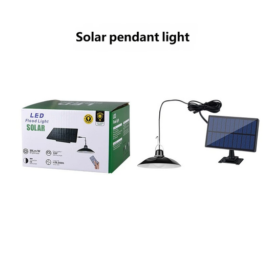 Split-type solar-powered light for home, indoor, outdoor, courtyard, camping, tent, pendant, with remote control and dual-split waterproof design.
