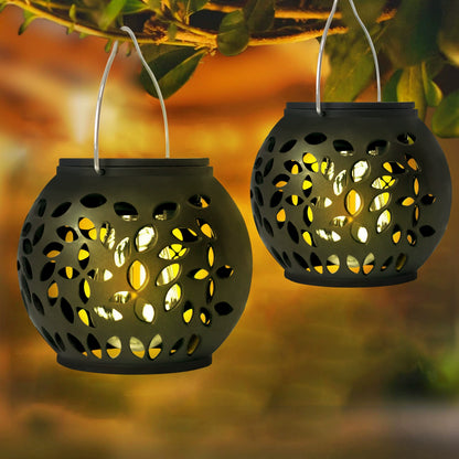 Solar-Powered Outdoor Flame Hanging Ball Light for Courtyards, Villas, Outdoor Decorations, Festival Decorations, Atmospheric Flame Light