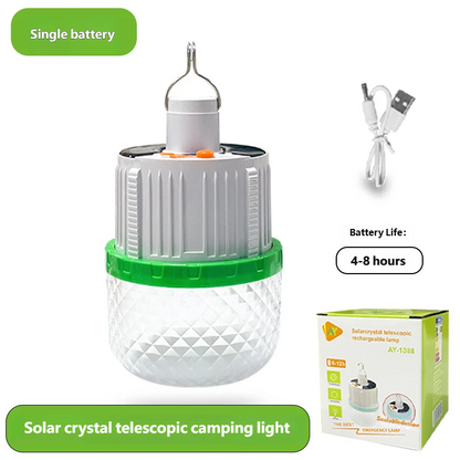 Solar-powered retractable LED portable outdoor emergency lighting, USB rechargeable street vendor/night market remote control camping light