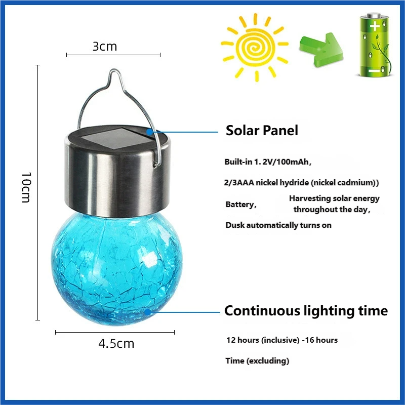 Outdoor solar crackle lamp, colored pendant lamp, waterproof garden sun landscape lamp, new type of solar outdoor lamp.