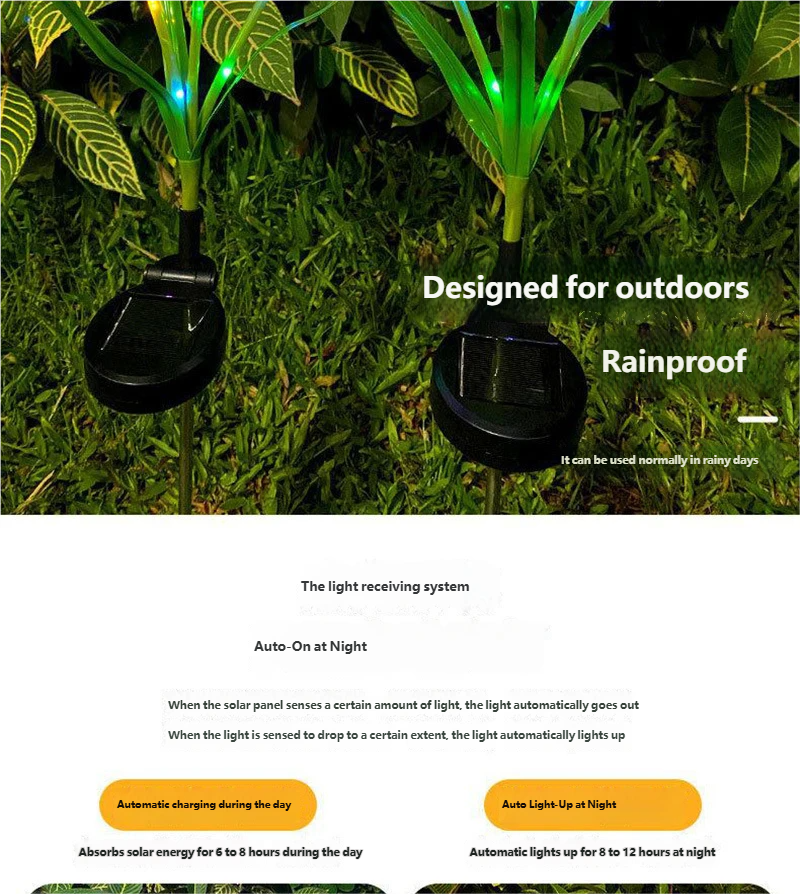 LED Solar Lawn Flower Lights - Ground-mounted, Outdoor Courtyard Garden Decorative Lawn Lights