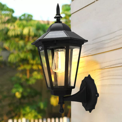 Solar wall lamp, outdoor waterproof retro courtyard light, outdoor courtyard ambient light, decorative light, automatic sensor.
