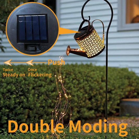 Solar Cracked Ball Angel Garden Watering Can Light Fairy Sprayer Light Iron Hollow Light Lawn Light