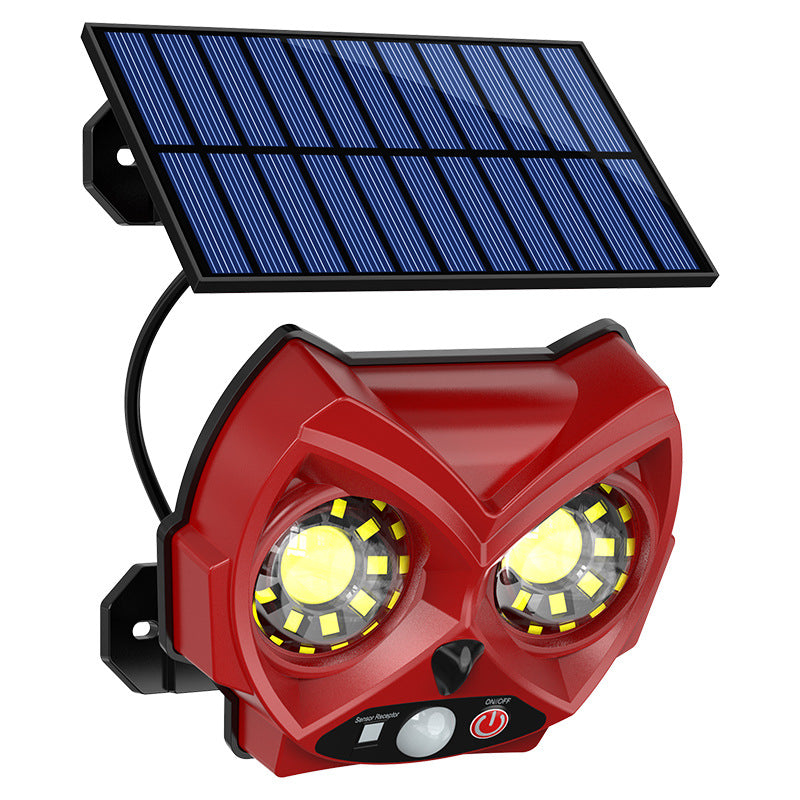 Solar-powered outdoor patio lighting, waterproof garden decorative owl street light, automatic sensor wall light