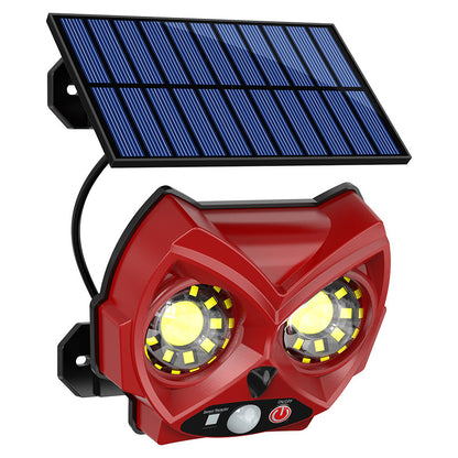 Solar-powered outdoor patio lighting, waterproof garden decorative owl street light, automatic sensor wall light