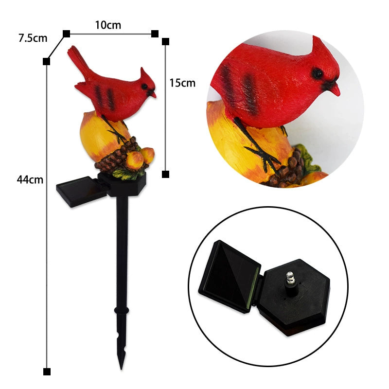 Solar-powered resin garden Christmas bird cartoon courtyard decoration outdoor gardening ground insert balcony landscape light