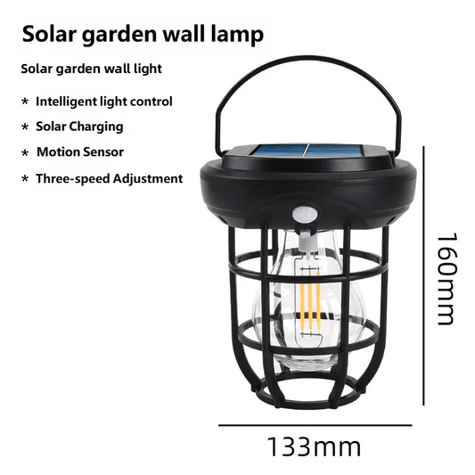 Outdoor Solar House Light with Induction Tungsten Filament Warm Light, Waterproof Wall Light for Courtyards, Villas, and Gardens