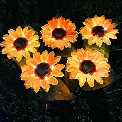 LED sunflower solar light, outdoor decorative simulated ground light, garden lawn solar panel.