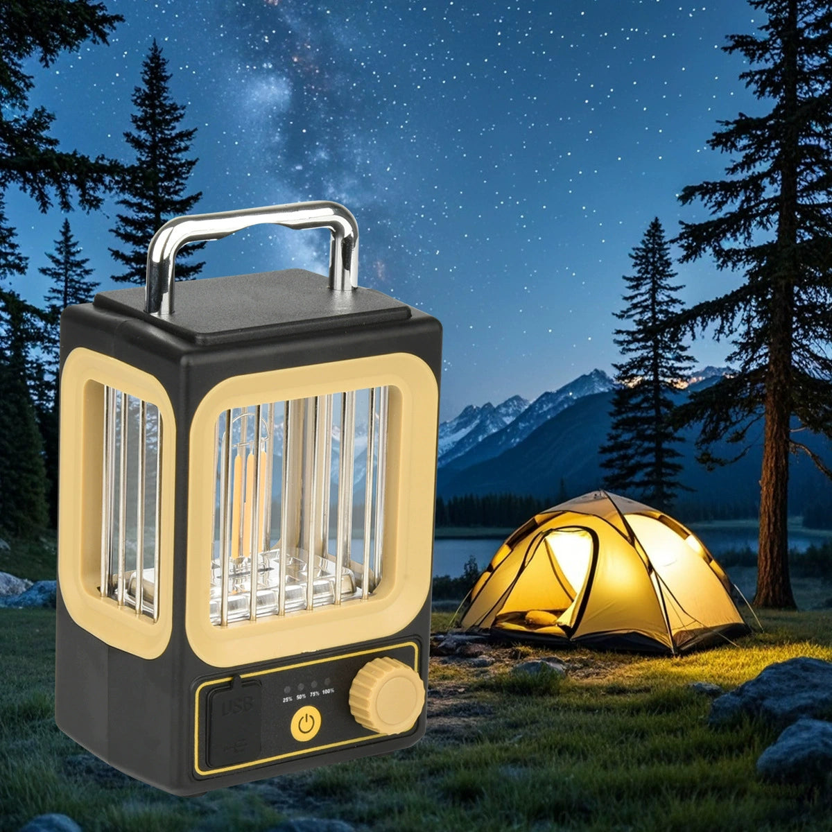2025 New Cross-Border Solar Backyard Camping Device with Stepless Dimming, Portable Charging, and Hanging Operation (Tungsten Wire)