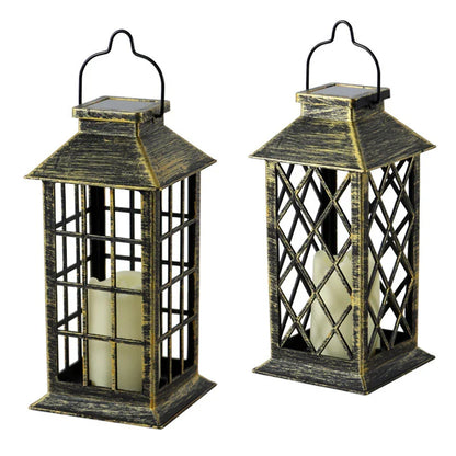 Plastic Solar Craft Light, Hollow Palace Lantern, Outdoor Garden Christmas Decoration, Solar Flame Candle Hanging Light