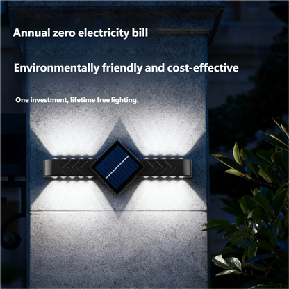 Solar-powered courtyard light, balcony decorative outdoor waterproof wall light, double-headed wall washer light, top and bottom emitting solar light