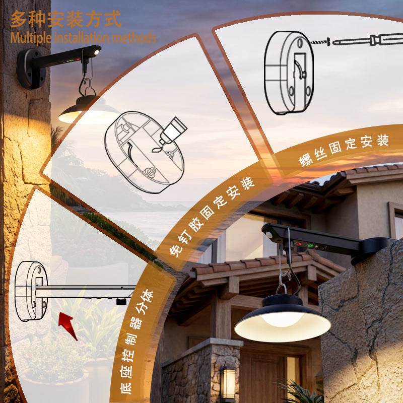 Solar pendant light, sensor light, courtyard light, outdoor decorative split light, no-drill installation, intelligent sensor.