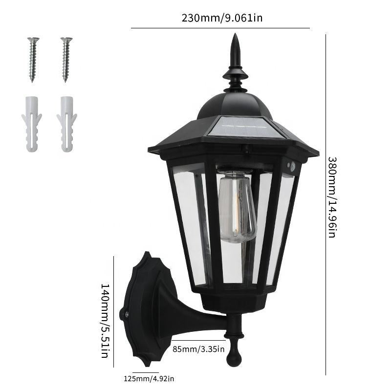Solar wall lamp, outdoor waterproof retro courtyard light, outdoor courtyard ambient light, decorative light, automatic sensor.
