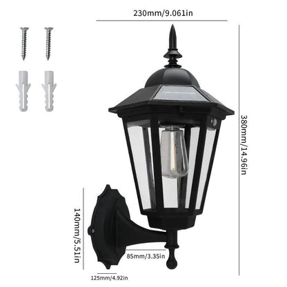 Solar wall lamp, outdoor waterproof retro courtyard light, outdoor courtyard ambient light, decorative light, automatic sensor.