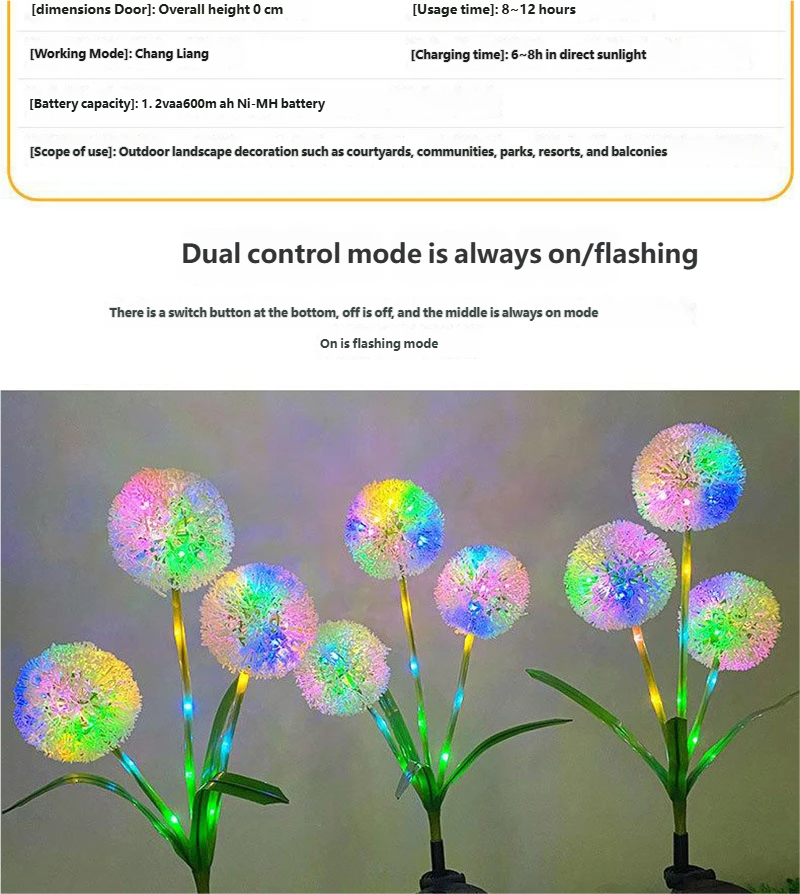 LED Solar Lawn Flower Lights - Ground-mounted, Outdoor Courtyard Garden Decorative Lawn Lights