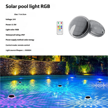 New Solar Pool Light, Smart Remote Control, Waterproof, RGB Ambient Outdoor Garden Light