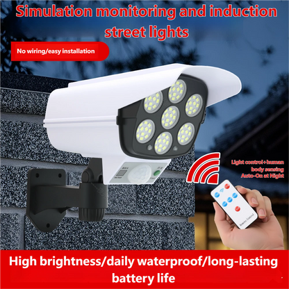 Solar-powered surveillance lights, simulated cameras, outdoor courtyard decorative lights, intelligent human body induction lighting, street lights, and charging lights.