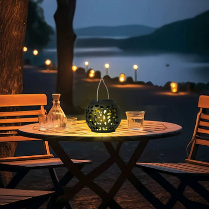 Solar-Powered Outdoor Flame Hanging Ball Light for Courtyards, Villas, Outdoor Decorations, Festival Decorations, Atmospheric Flame Light