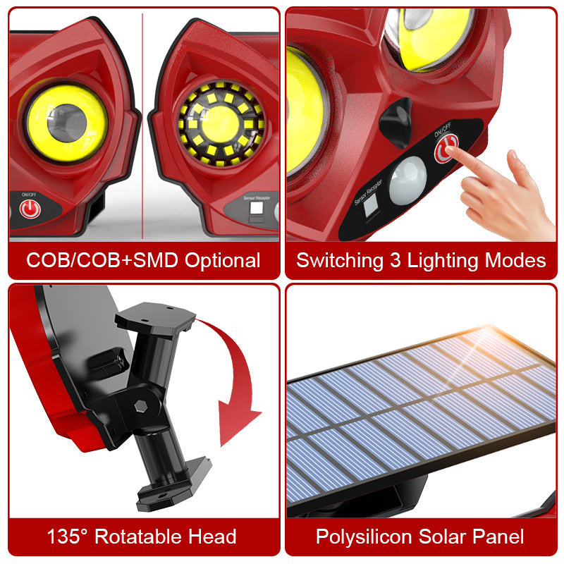 Solar-powered outdoor patio lighting, waterproof garden decorative owl street light, automatic sensor wall light