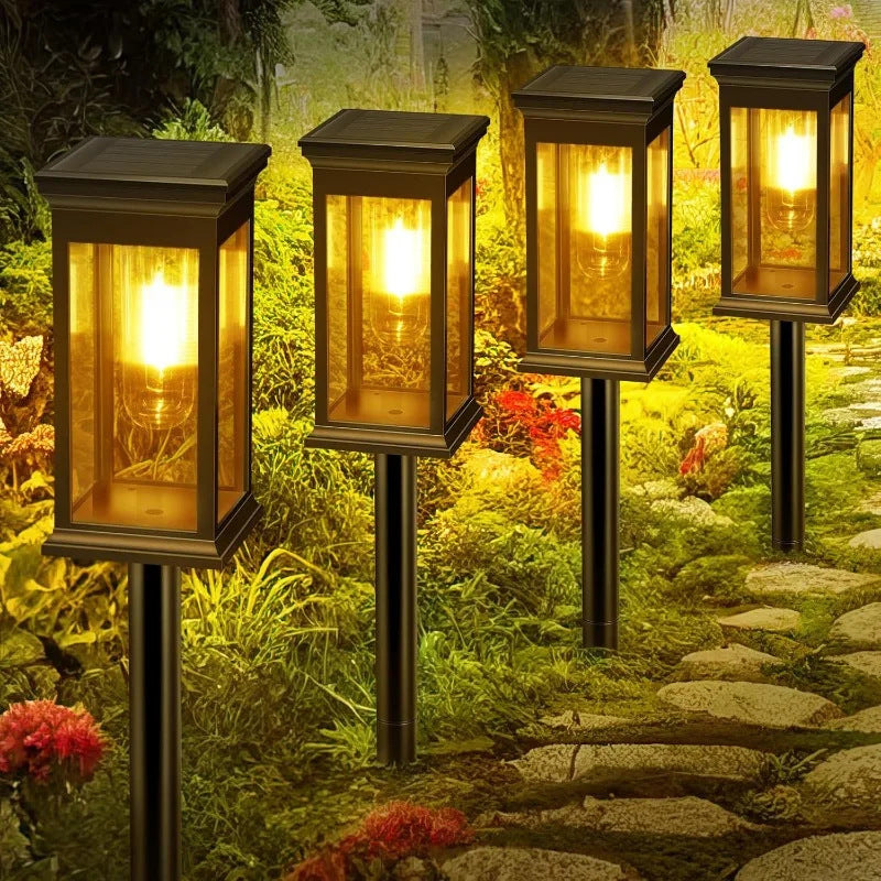 Solar-powered courtyard light, outdoor landscape lighting, automatic sensor LED tungsten filament lamp, garden ground socket light, lawn light