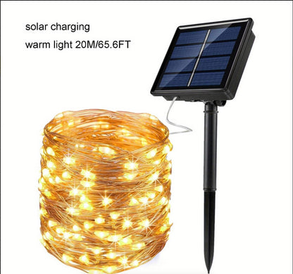 Solar-Powered Outdoor Yard Copper Wire LED String Lights, Starry Night Decorations, Christmas String Lights