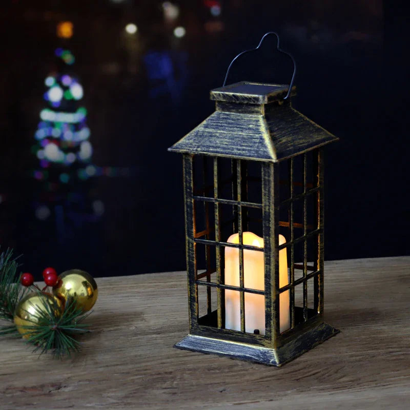 Plastic Solar Craft Light, Hollow Palace Lantern, Outdoor Garden Christmas Decoration, Solar Flame Candle Hanging Light