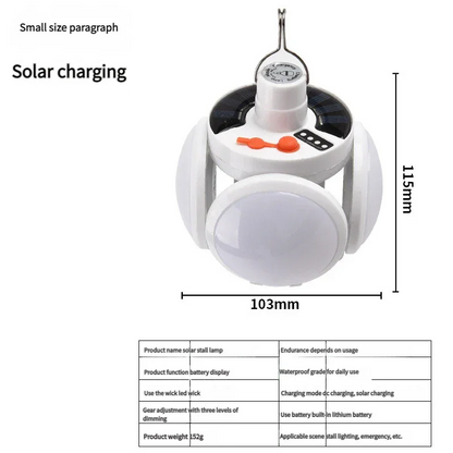 Solar-powered soccer ball light, night market rechargeable LED outdoor rechargeable camping light
