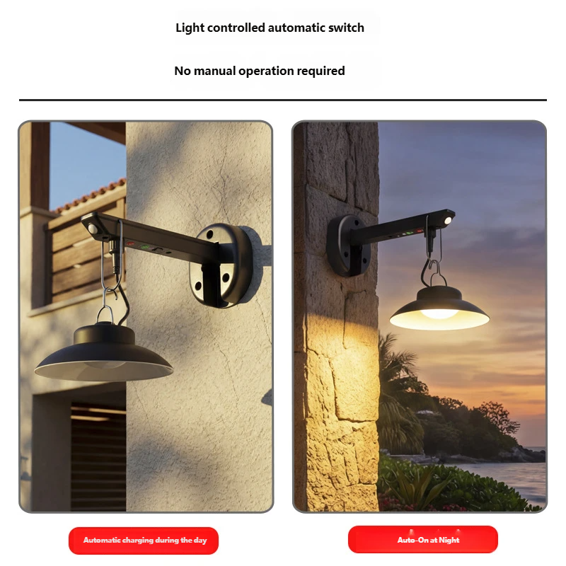 Solar pendant light, sensor light, courtyard light, outdoor decorative split light, no-drill installation, intelligent sensor.