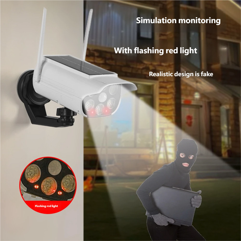 Solar-powered magnetic surveillance light, LED anti-theft wireless simulated human body sensor camera wall light, street light.