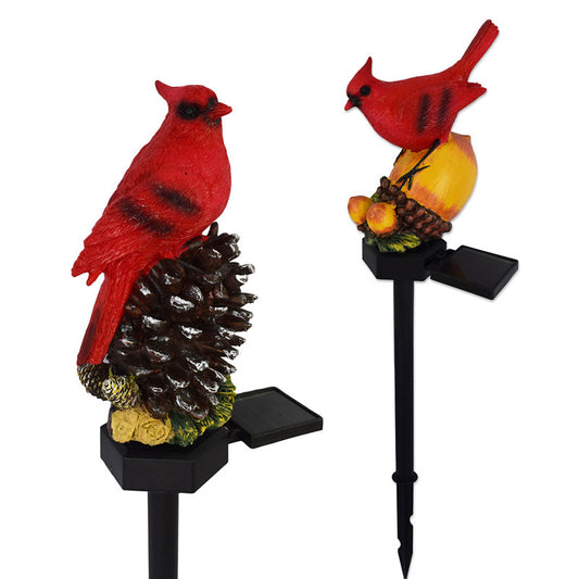 Solar-powered resin garden Christmas bird cartoon courtyard decoration outdoor gardening ground insert balcony landscape light