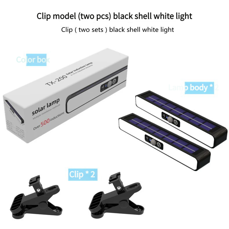 Solar-powered clip-on light, integrated split light, outdoor courtyard light, garden waterproof light, home garage lighting.