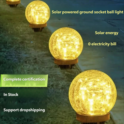 Solar-powered crackle lamp, outdoor patio glass hanging lamp, creative decorative Christmas Mason bottle lamp