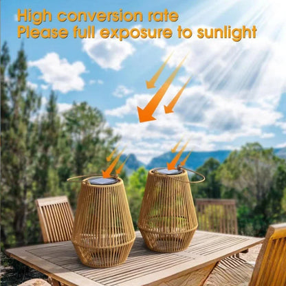 Rattan lantern solar light outdoor waterproof tungsten filament light courtyard villa decorative landscape light