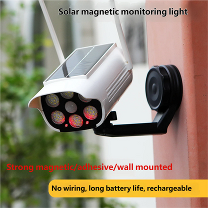 Solar-powered magnetic surveillance light, LED anti-theft wireless simulated human body sensor camera wall light, street light.