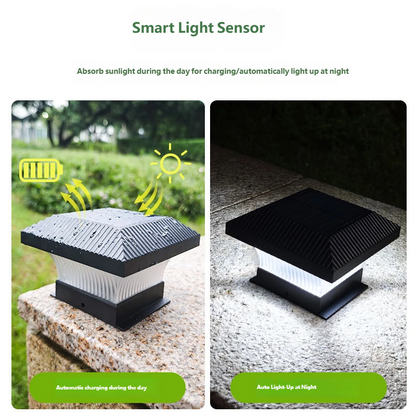 Outdoor solar-powered courtyard lights, solar-powered landscape lights, sensor-activated pillar lights, lawn lights.