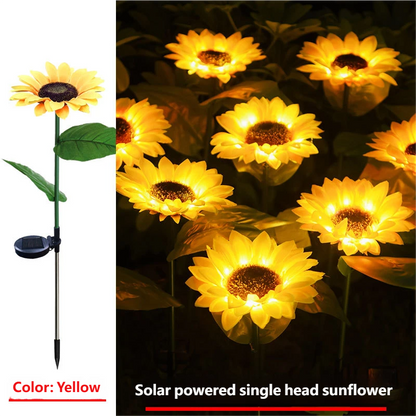 LED sunflower solar light, outdoor decorative simulated ground light, garden lawn solar panel.