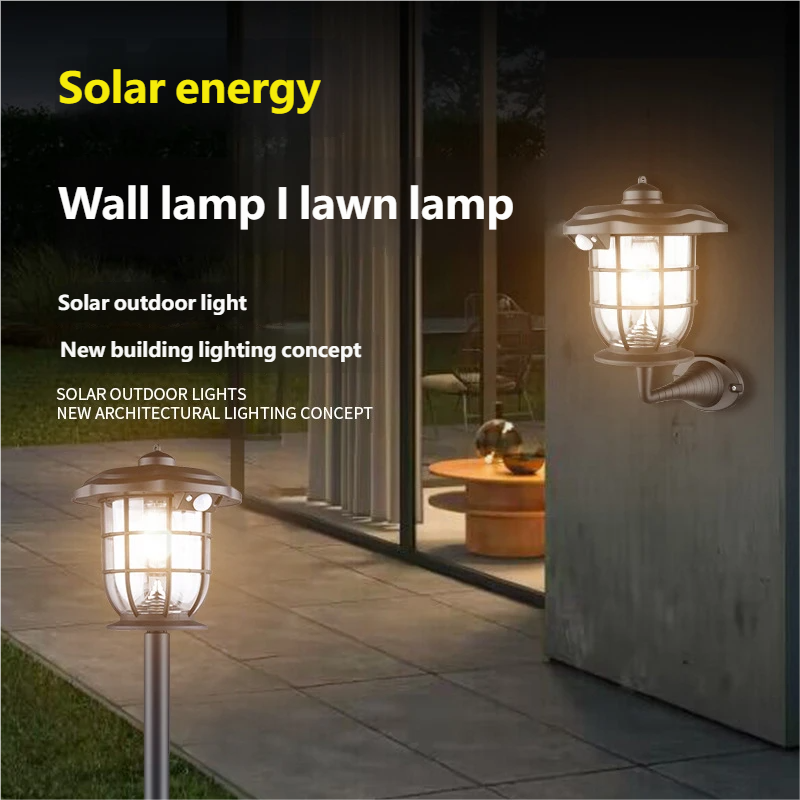 Outdoor Solar Courtyard Light, LED Human Body Induction Light, Rechargeable High-Power Home Lighting, Courtyard Wall Light
