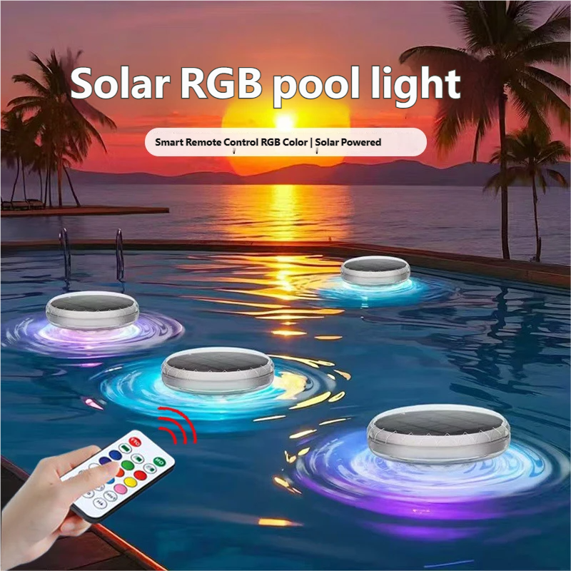 New Solar Pool Light, Smart Remote Control, Waterproof, RGB Ambient Outdoor Garden Light