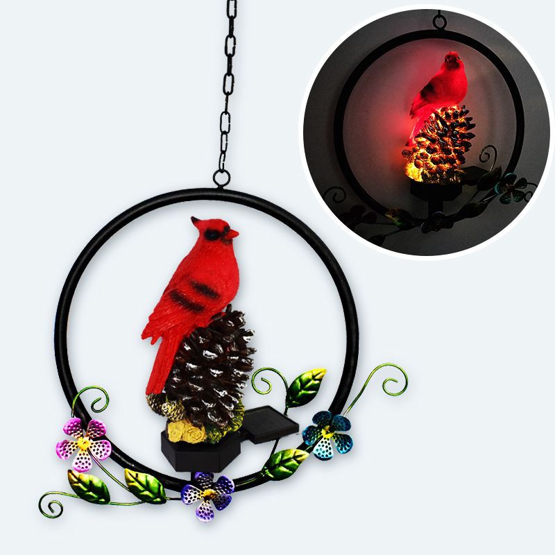 Solar-powered resin garden Christmas bird cartoon courtyard decoration outdoor gardening ground insert balcony landscape light